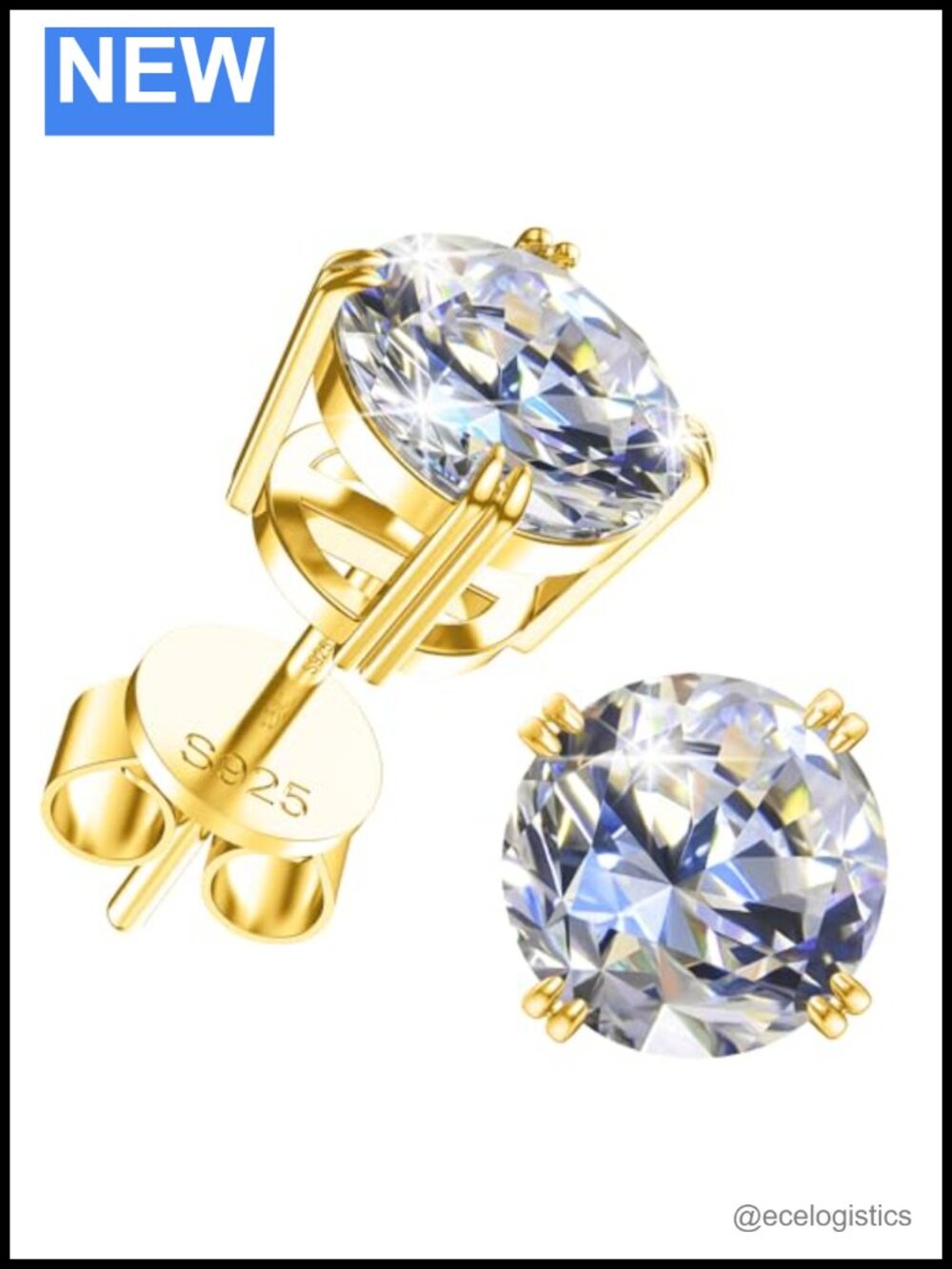 Moissanite Stud Earrings 18k White Gold & Sterling Silver 0.3ct-2.0ct VVS1